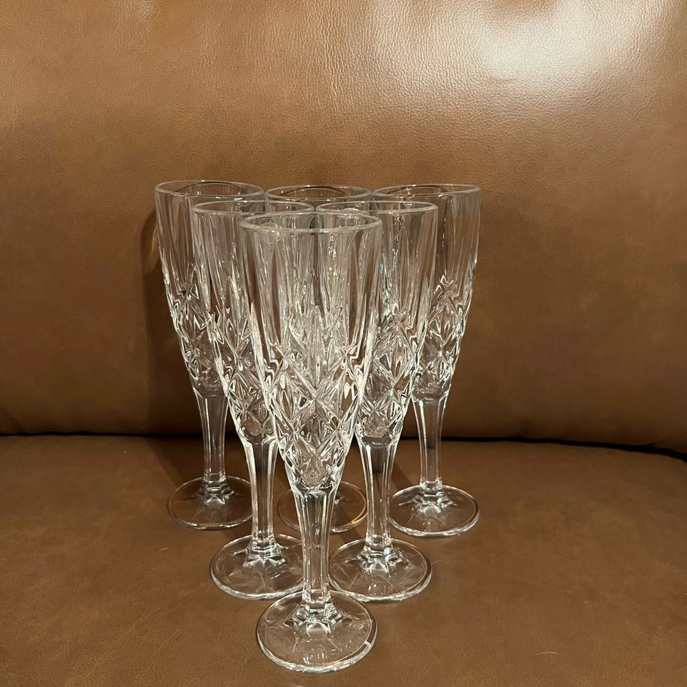 Bohemia is Crystal Champagne Flutes Czech Republic, Set of 6